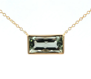 Whats New: Green Amethyst Baguette Pendant with 9k chain