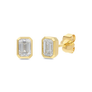 Emerald Cut Lab-Grown Diamond Earrings – 9ct Yellow Gold