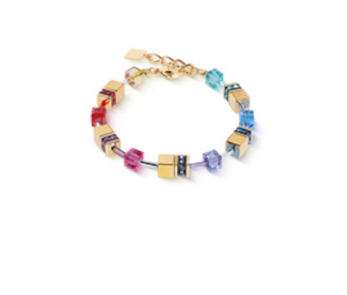 Coeur De Lion 1: Bright Rainbow & Metallic Gold Bracelet - GP