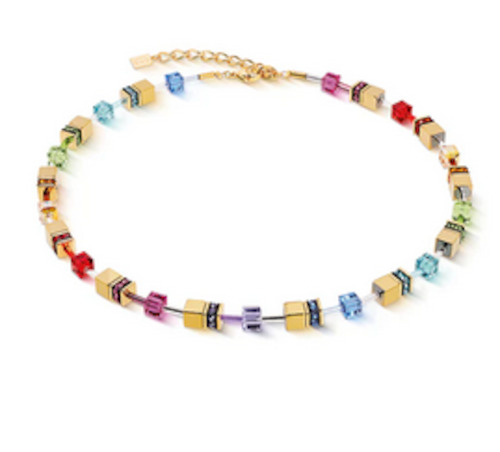 Coeur De Lion 1: Bright Rainbow & Metallic Gold Necklace - GP
