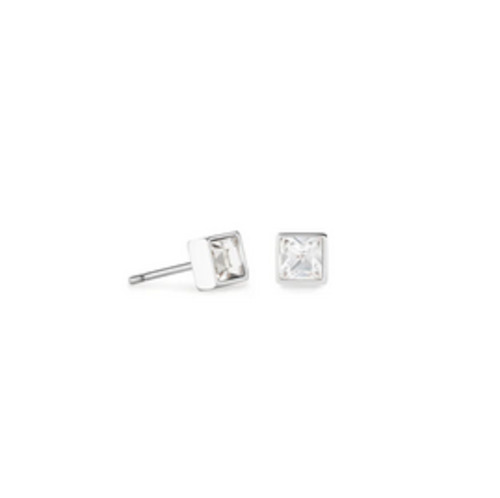 Brilliant Square Earring - Clear Crystals -  Stainless