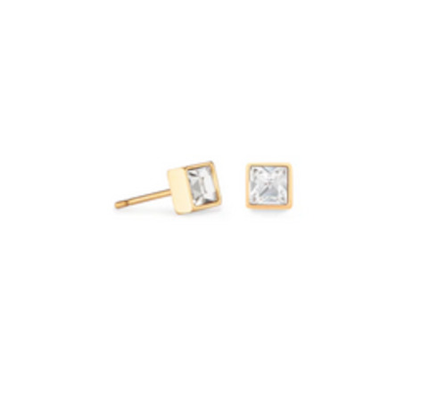 Coeur De Lion 1: Brilliant Square Earring -  Crystals - GP Stainless