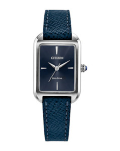 Eco-Drive Blue Dial Leather Strap Watch