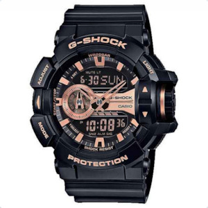 Casio Men's G-Shock Analogue Watch - Black and Rose Gold