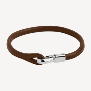 Najo: Kinship Men’s Leather and Steel Bracelet - Brown -21cm