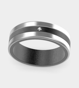 Mens Wedding Rings: 9ct WG & Tantalum with Diamond Wedder