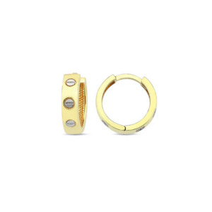 Gold Earrings: 9K Yellow Gold Lock Hoop Earrings 12mm
