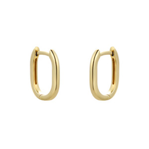 9ct Yellow Gold Rectangular Small Huggie Earring