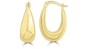 Gold Earrings: Liquid Honey Gold Hollow Hoops - 9K