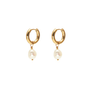 Silk Steel: Allure Hoop Earrings Pearl + Gold