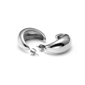 Silk Steel: Dynamic Large Hoop Earrings Silver