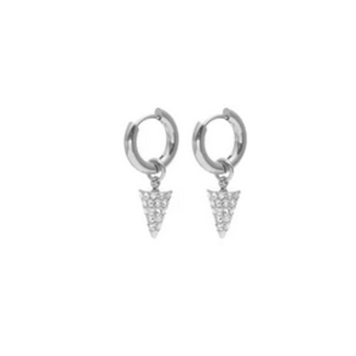 Silk Steel: Voltage Hoop Earrings CZ + Silver