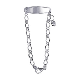 Baby Jewellery: Figaro Baby ID Bracelet and Heart - SS - 15cm