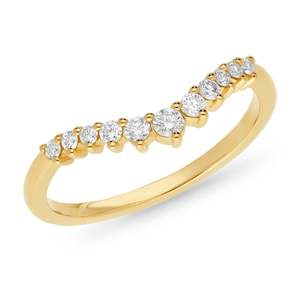The Flora - Round Brilliant Cut Diamond Curved Band Ring