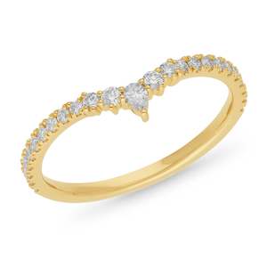 Cambridge Bridal: The Demi - Pear & Round Briiliant Cut Diamond Curved Band Ring