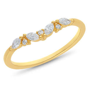The Coralie - Round Briiliant & Marquis Cut Diamond Curved Band Ring