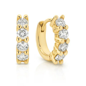 Earrings: LAB Diamond Huggies - 4 x Stone - 9Y YG - TDW=0.90