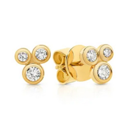 LAB Grown Diamond Studs - 3 Stone Rub Over