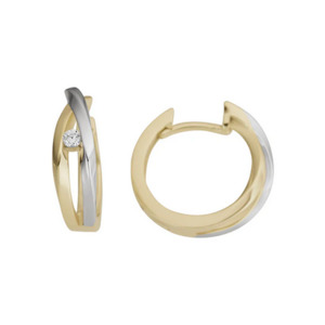 Earrings: Diamond Hinged Earrings with Rhodium Plating