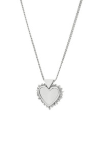 Karen Walker 2: Runaway Flaming Mother Of Pearl Heart Necklace - Silver