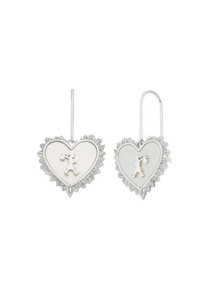 Runaway Flaming Mother Of Pearl Earrings - Silver