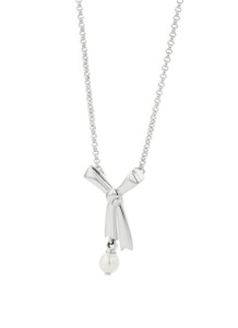 Karen Walker 2: Pearl Bow Necklace - Silver