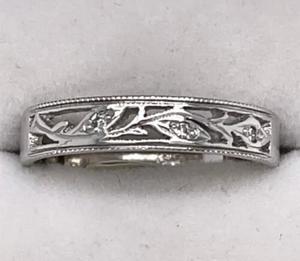 Diamond Rings 1: 9ct white gold & diamond flower band