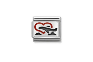 Heart with plane Charm