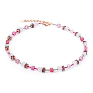 Coeur De Lion 1: Magenta and White Rock Crystal Necklace