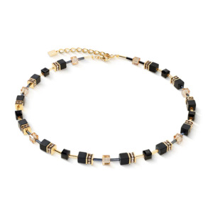 Natural Onyx & Gold Plated Stainless Steel Necklace