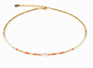 Coral Sunset Pearl Gold Necklace