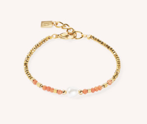 Coral Sunset Pearl Gold Bracelet