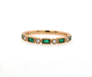 Emerald Baguette and Diamond ring