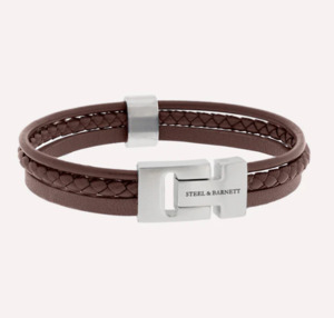 Steel And Barnett: "Casual Cole" bracelet - Brown leather - Large