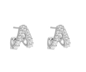 Silk Steel: Aria Hoop Earrings CZ + Silver