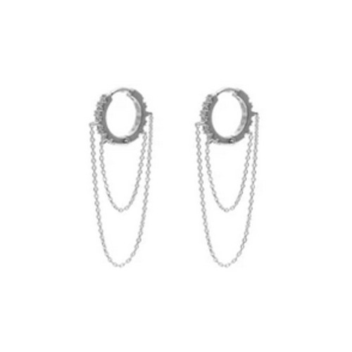 Silk Steel: Galaxie Hoop Earrings CZ + Silver