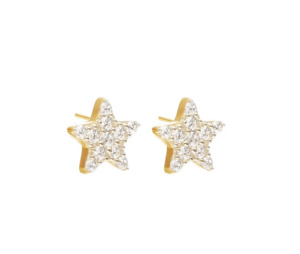 Etoile Stud Earrings CZ + Gold