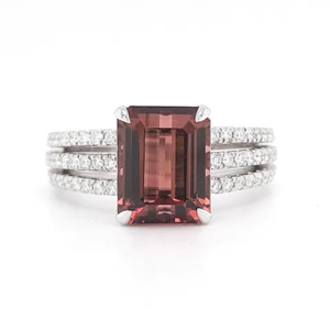 Emerald Cut Mulberry Tourmaline Ring
