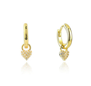 Georgini: Sparkly Heart Mini Drop Hoops - GP
