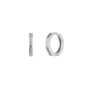 Earrings: BIANC - Sterling Silver 'Hex' Huggie Earrings