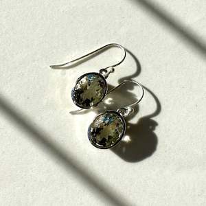 Sterling Silver Oval Fancy Cut Green Quartz Drop Earrings