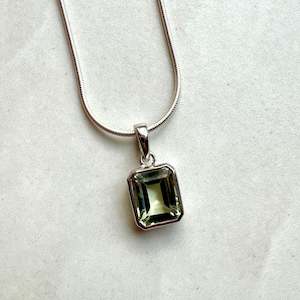 Sterling Silver Emerald Fancy Cut Green Quartz Pendant