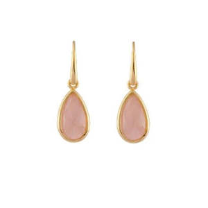 BIANC - Sterling Silver Gold Plated Rose Quartz 'Grove' Drop Earrings