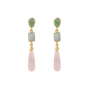 BIANC - Sterling Silver Yellow Gold Plated Green Adventurine & Aquamarine & Chal&hellip;