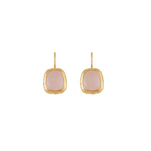 BIANC - Sterling Silver Yellow Gold Plated Rose Quartz 'Muse' Drop Earring