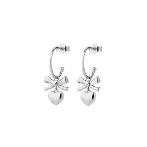 KAREN WALKER - Sterling Silver Superlove Bow & Heart Hoop Earrings