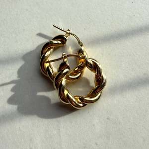 Sterling Silver Yellow Gold Plated Heavy Twisted Hoop Earrings