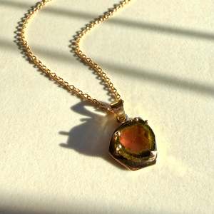 9ct Yellow Gold Watermelon Tourmaline Pendant