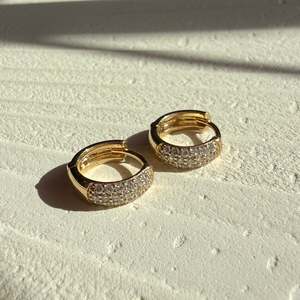 Earrings: 9ct Yellow Gold Pave Set Lab Grown Diamond Huggie Earrings