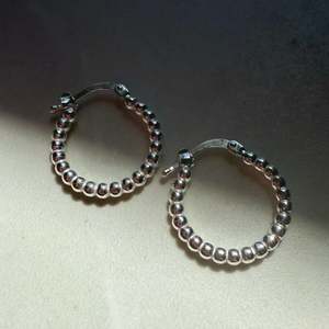 Earrings: Sterling Silver Beaded 'Bubble' 12mm Hoop Earrings